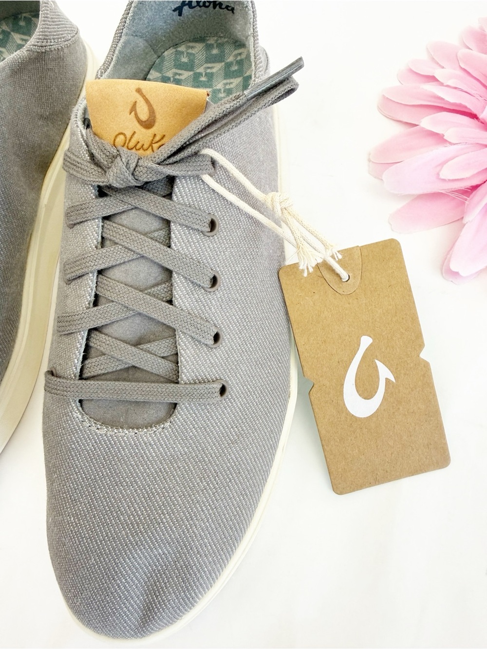 Olukai Ki'ihele Li Slip On Sneakers Drop Heel Fog Grey Casual Everyday Shoes - Picture 12 of 14